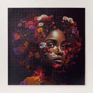 Mulher Negra coberta de flores quebra-cabeça