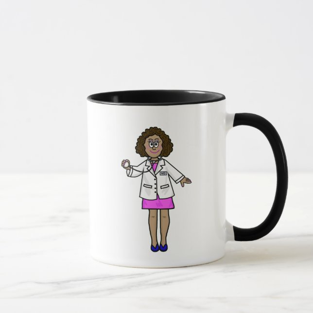 Mulher Negra Médica Segurando Caneca com Estetoscó (Direita)