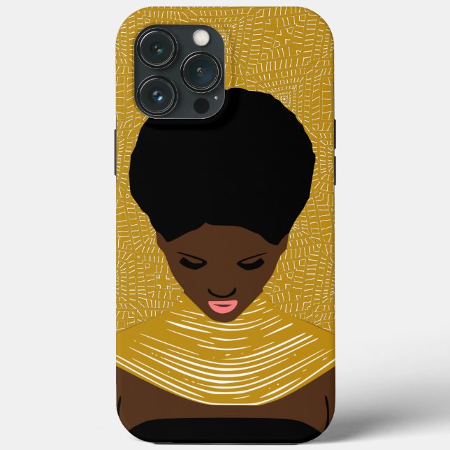 Mulher Negra Ouro Olhando para Baixo | Colar Triba (Verso)