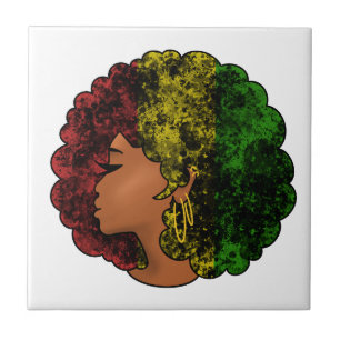 Mulher negra rasta afro vermelho amarelo verde