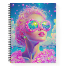 Mulher Neon Glamorosa com Óculos Espumantes