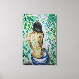 Mulher no Jardim Impressão em Tela - Pintura