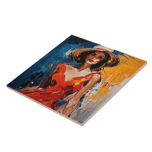 Mulher no vestido de coquetel vermelho (Lateral)