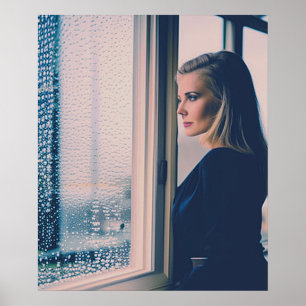 Mulher No Windows AI Art Poster