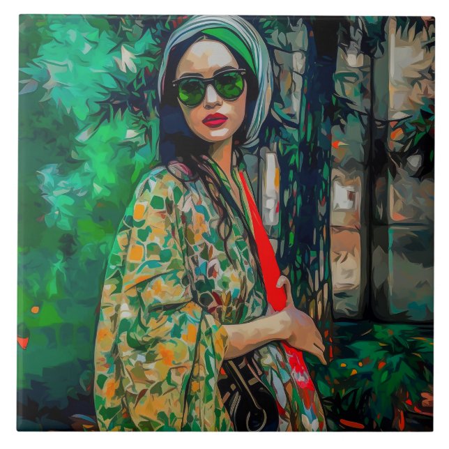 Mulher nos óculos de sol verde (Frente)