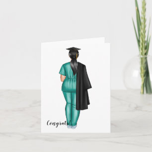 Mulher Personalizada no Cartão de Graduação Scrubs
