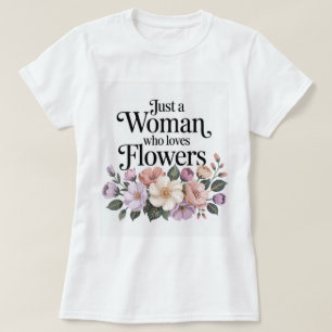Mulher Que Adora Camiseta Branca De Flores