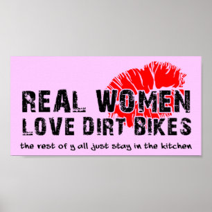 Mulher Real Engraçada Motocross Dirt Bike Poster