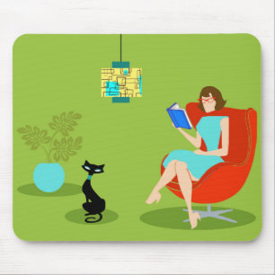 Mulher retro Mousepad da leitura