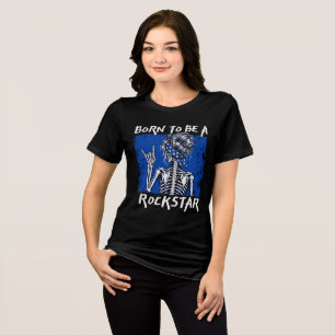 Mulher Rockstar Esqueleto Azul Música Rock