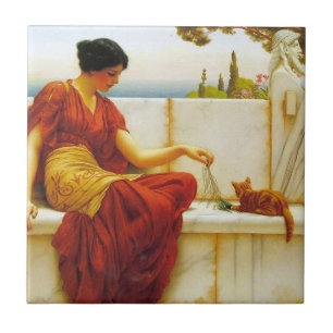 Mulher Romana Brincando com seu Gato Favorito
