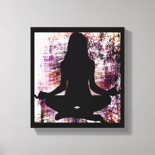 Mulher roxa do zen que faz canvas da meditação d