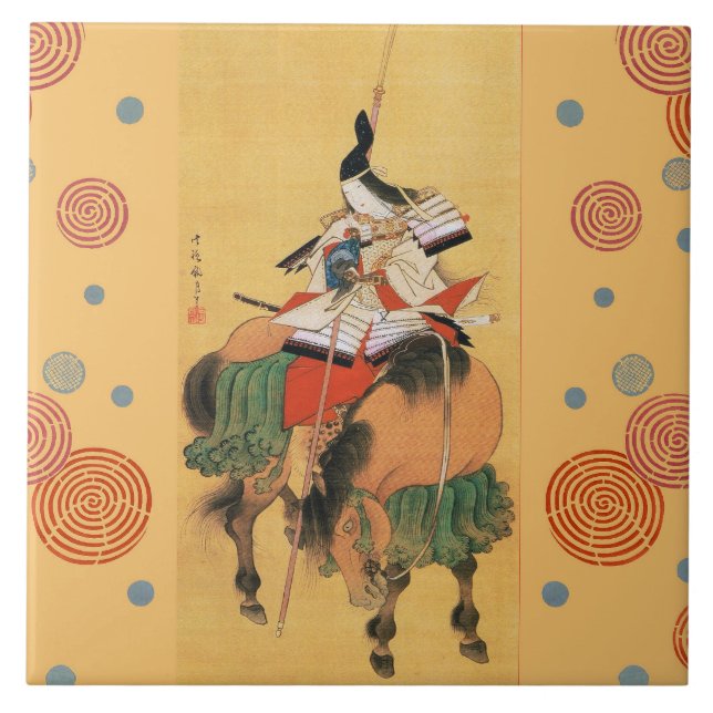 MULHER SAMURAI TOMOE GOZEN HORSEBACK Arte Japonesa (Frente)