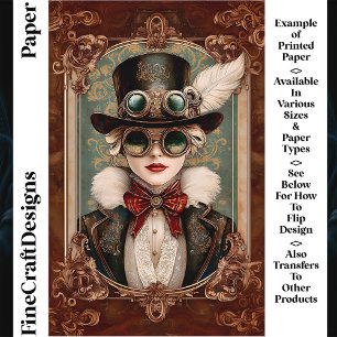 Mulher Steampunk / Art Nouveau CM8 Papel para Álbu