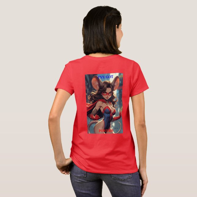 Mulher SuperMouse ganhou poderes mulheres camiseta (Parte Traseira Completa)
