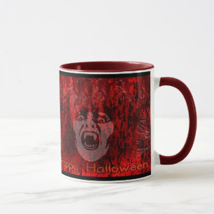Mulher-Vampira Assustadora na Caneca Sanguínea