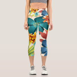 Mulher vestindo leggings com um floral vibrante 
