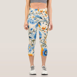Mulher vestindo leggings florais com um 
