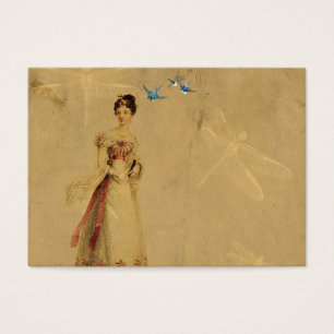 Mulher Vintage com Aves e Dragonflies