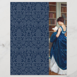 Mulher Vitoriana Elegante Lendo na Biblioteca