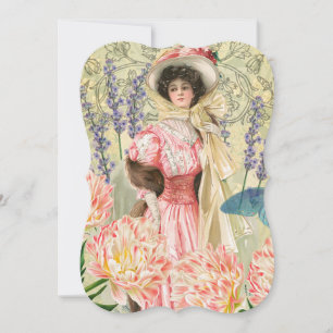 Mulher Vitoriana Floral Rosa Regência