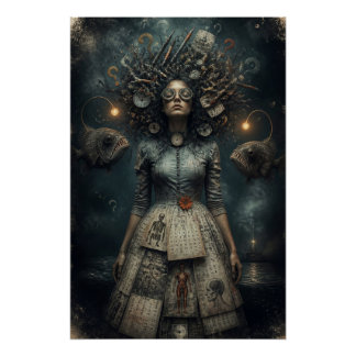 Mulher Vitoriana Surrealista Impressão de Arte de