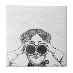 Mulher Vitoriana Vintage - Ilustração de Binóculos