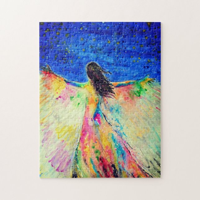 Mulher Voadora Quebra-cabeça de Aquarela (Vertical)
