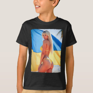 Mulher Y Em Camiseta - Loira De Biquíni E Ucrânia