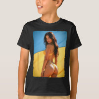 Mulher Y Em Camiseta - Morena De Biquíni E Bandeir
