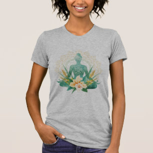 Mulher Yoga Mandala Camiseta Design Meditação Trop