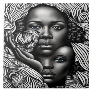 Mulheres Abstrato africanas de preto e branco
