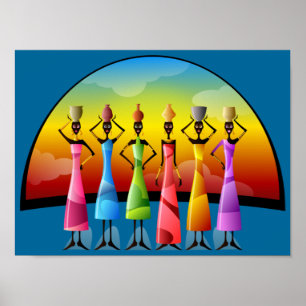 mulheres africanas com navios poster