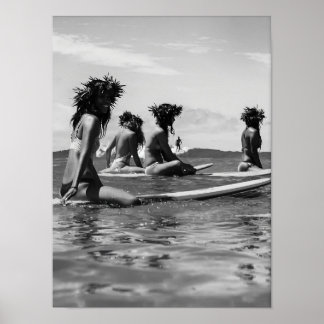 Mulheres Afro-Americanas Impressão de Surf, Preto