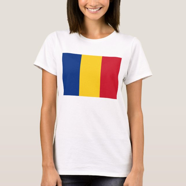 Mulheres - Camisa com Bandeira da Romênia (Frente)