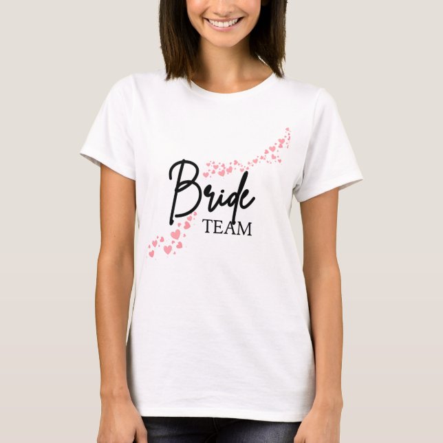 Mulheres - Camiseta Bride Team Corações  (Frente)
