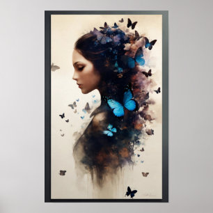 Mulheres com Borboletas Art Poster