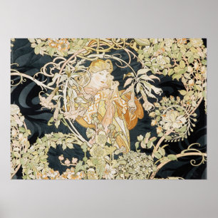 Mulheres com Daisies Art Nouveau Poster