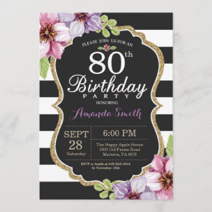 mulheres do convite do aniversário do 80. Preto