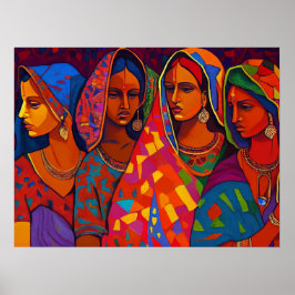 Mulheres do Rajasthan Home Wall Art Poster