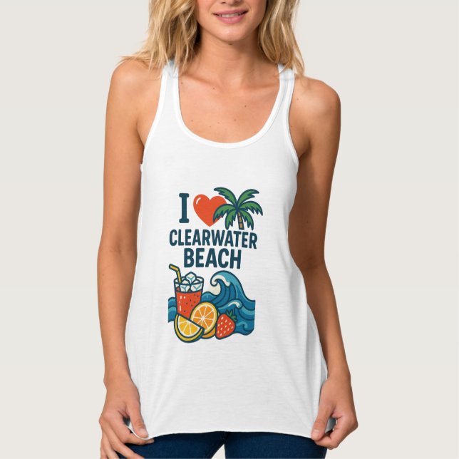 Mulheres eu amo Clearwater Beach Tank Top (Frente)