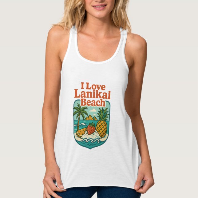 Mulheres eu amo Lanikai Beach Tank Top (Frente)
