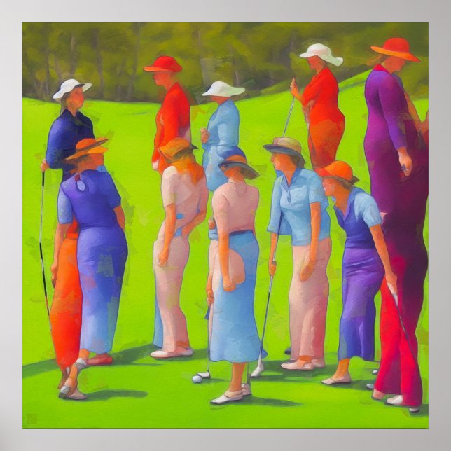 Mulheres Golfistas - Impressão de Arte Canvas (Frente)