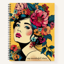 Mulheres Impressão de Notebook ART com Flower Wrea