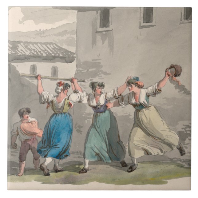 Mulheres lutando em Roma, Itália (cena histórica) (Frente)