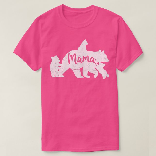 Mulheres Mama Urso Com 3 Cubos, Camisa Do Urso Da  (Frente do Design)