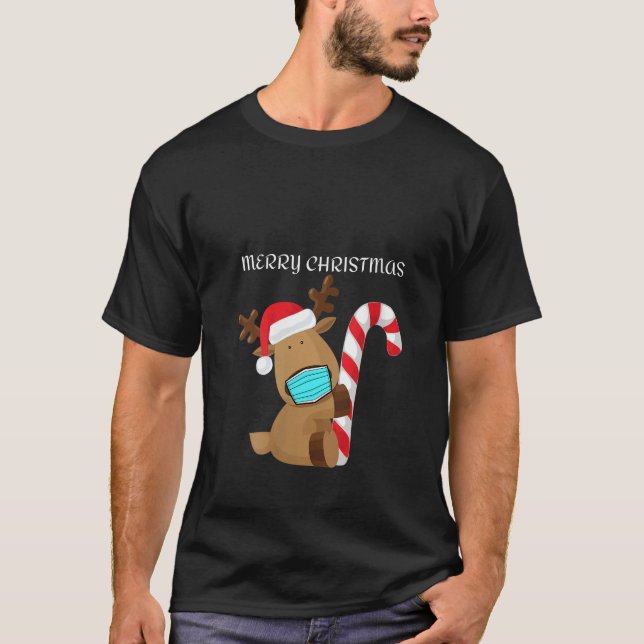 Mulheres Mask Reindee Natal Camisa Natal Rei (Frente)