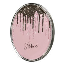 Mulheres Meninas Rosa Bling Black Script Monograma