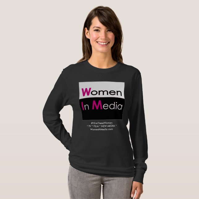 Mulheres Na Camiseta De Mídia De Longa Folga (Frente Completa)
