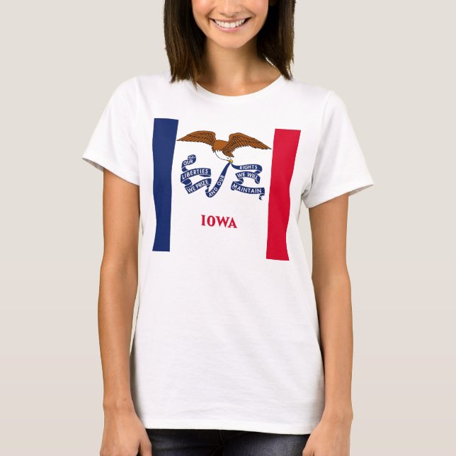 Mulheres T Camisa com Bandeira do Estado de Iowa (Frente)